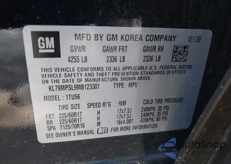 2021 Chevrolet Trailblazer Fwd Lt from USA, damaged, VIN KL79MPSL9MB123301